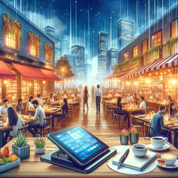 2024-01-21 18.09.29 - Create an image depicting a bustling restaurant scene, with a focus on technology like digital menus and POS systems, reflecting a blend of modernity